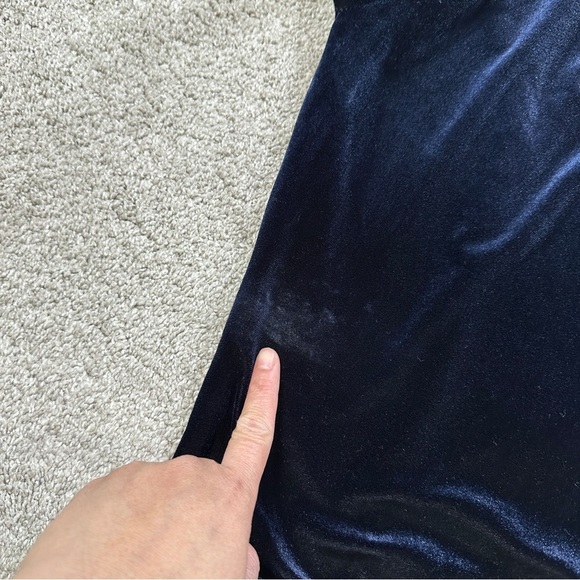 Misa Los Angles Dita Velvet Top Puffed Longsleeve Mock Neck Whimsigoth in Navy M - Picture 13 of 16